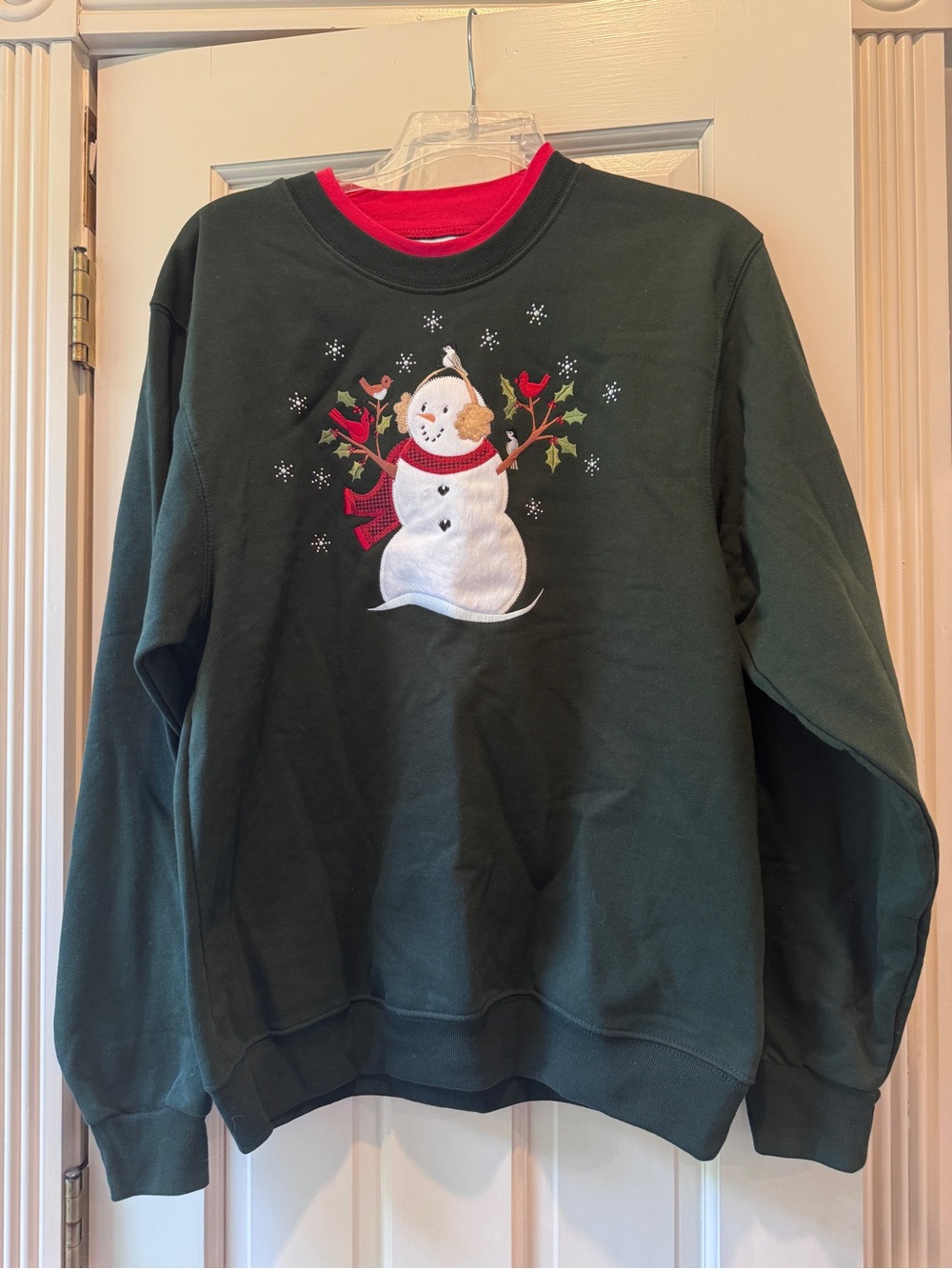Women’s Dark Green Snowman Holiday Sweatshirt